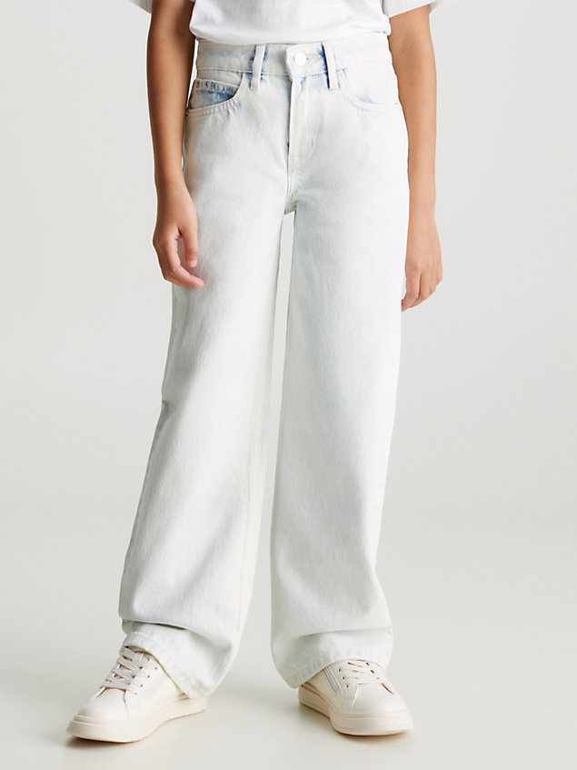 denim high rise wide leg jeans for girls calvin klein jeans