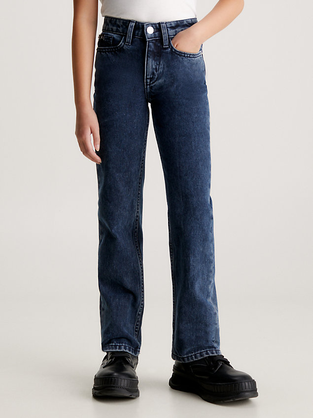 high rise straight jeans denim de niñas calvin klein jeans