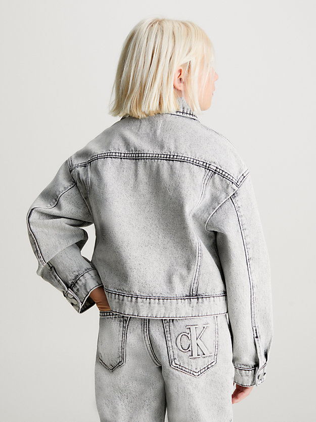 stone light grey denim trucker jacket for girls calvin klein jeans