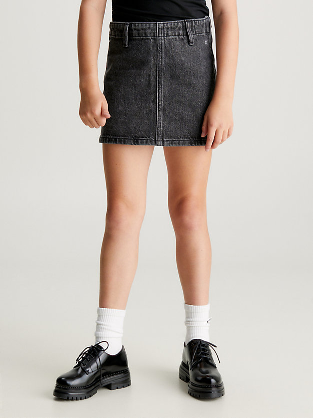 optic washed black denim mini skirt for girls calvin klein jeans