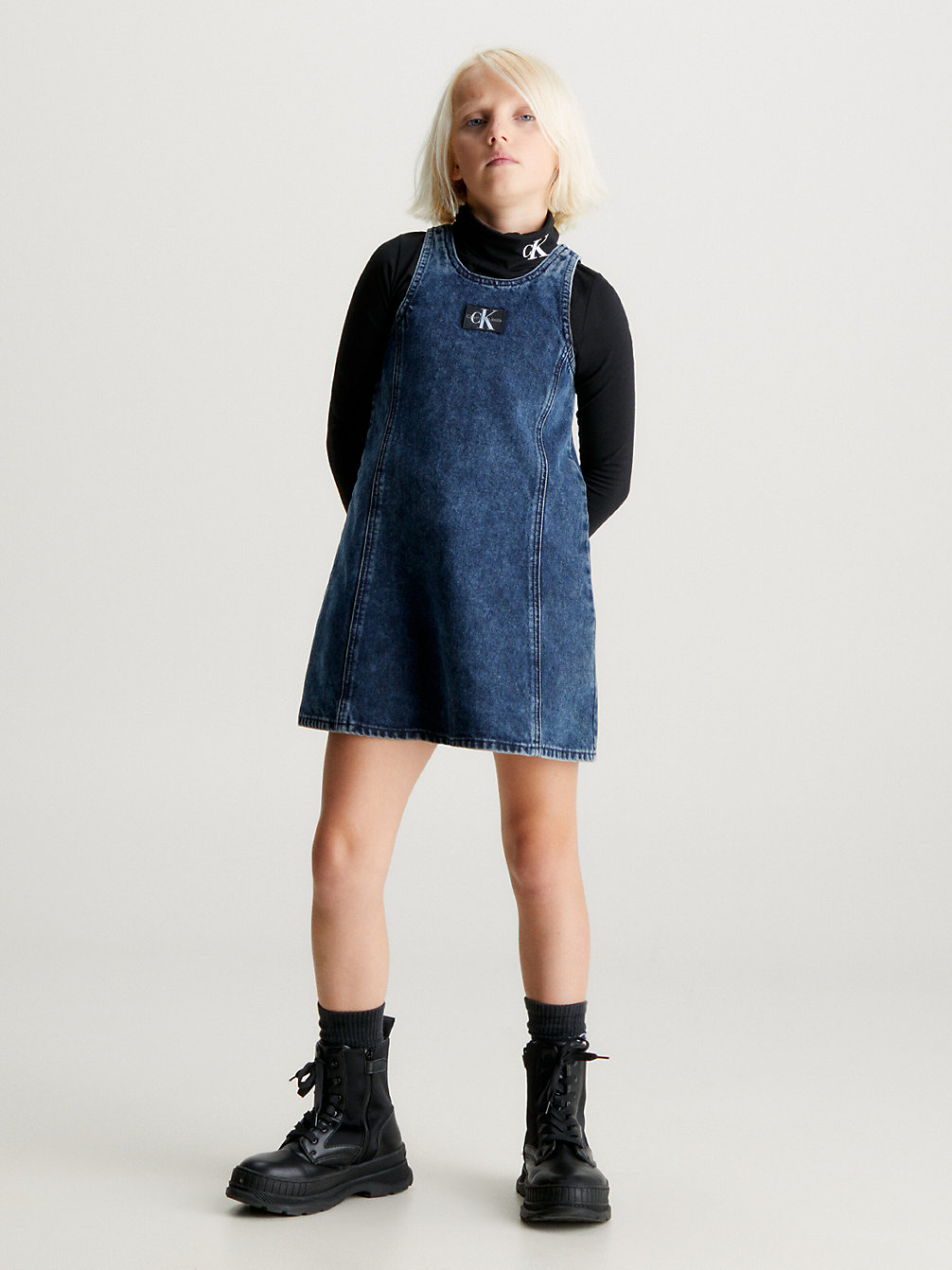 VISUAL BLUE BLACK Ärmelloses Denim-Kleid undefined Mädchen Calvin Klein