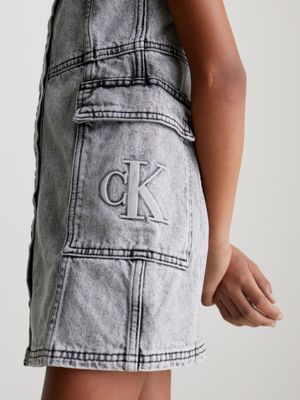 stone light grey demin short sleeve dress for girls calvin klein jeans