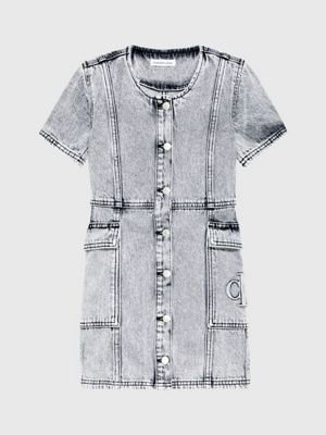 stone light grey demin short sleeve dress for girls calvin klein jeans