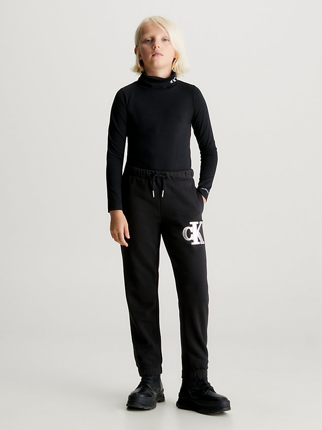 black relaxed joggingbroek met logo voor meisjes - calvin klein jeans