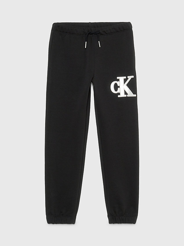 black relaxed logo-jogginghose für maedchen - calvin klein jeans