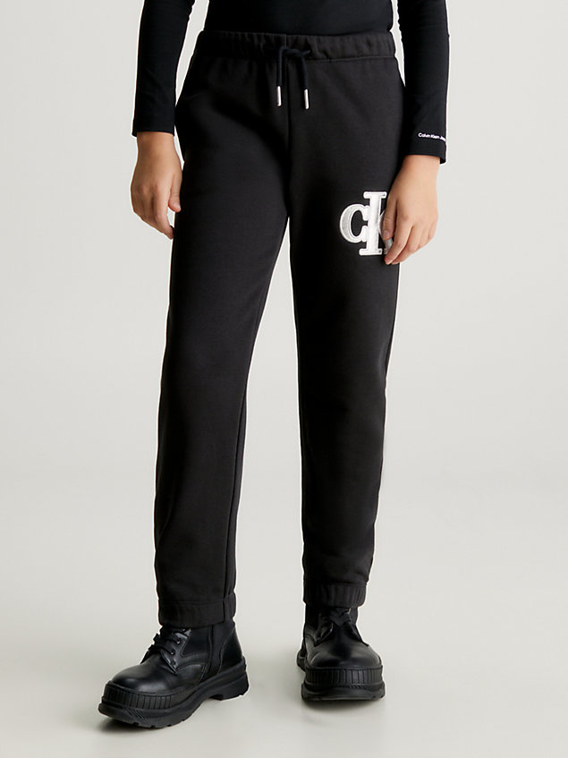 black relaxed logo-jogginghose für mädchen - calvin klein jeans