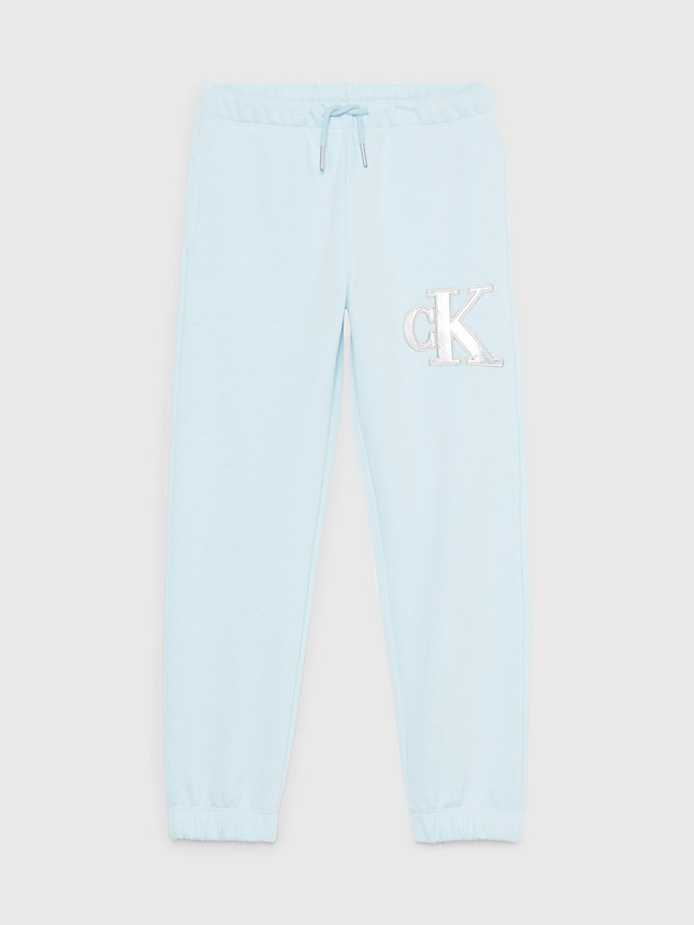 blue relaxed joggingbroek met logo voor meisjes - calvin klein jeans