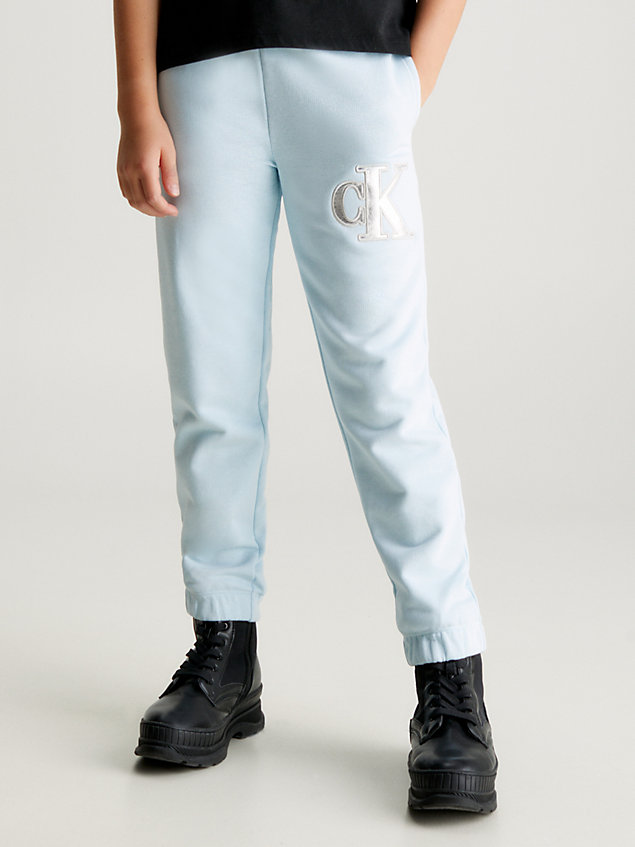 pantaloni da tuta con logo taglio relaxed blue da bambina calvin klein jeans