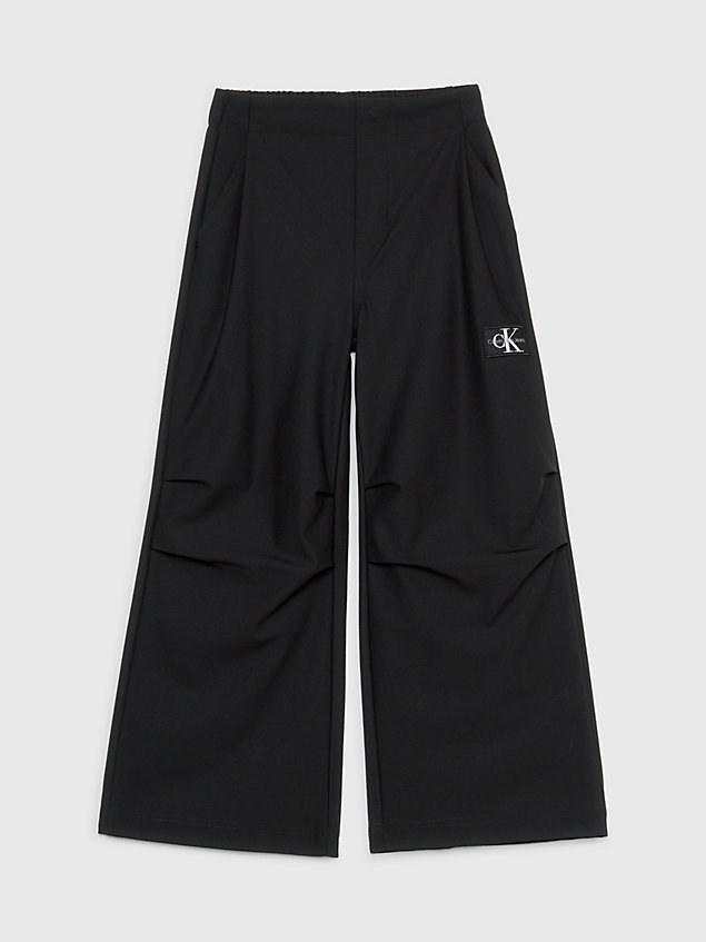 black joggingbroek met wijde pijpen voor meisjes - calvin klein jeans