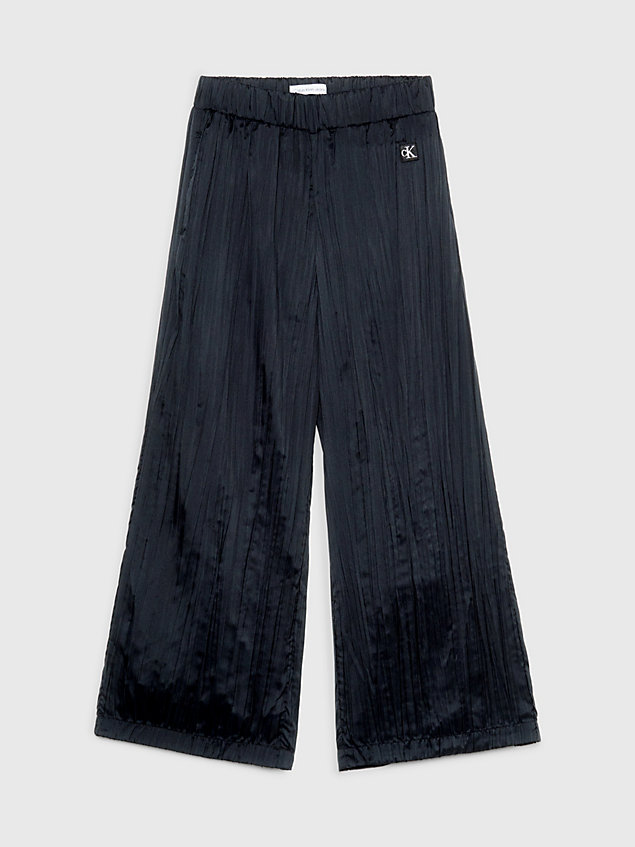 black plisée broek met wijde pijp voor meisjes - calvin klein jeans