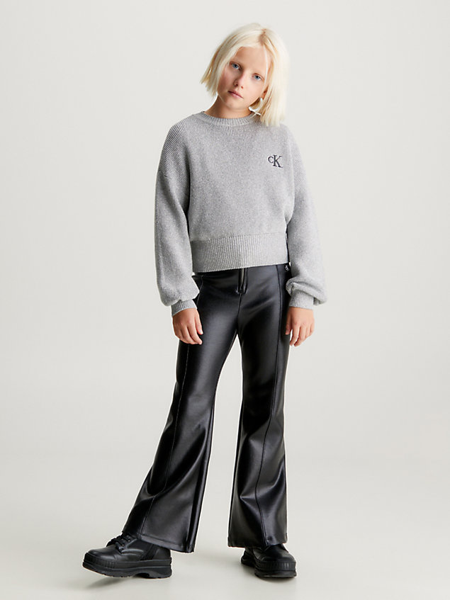 black coated spacer flared trousers for girls calvin klein jeans