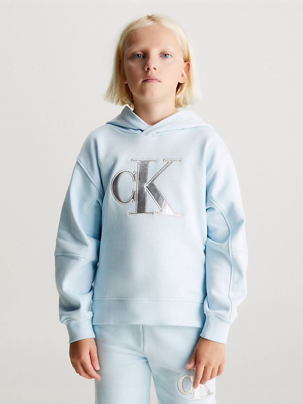 keepsake blue relaxed logo hoodie for girls calvin klein jeans