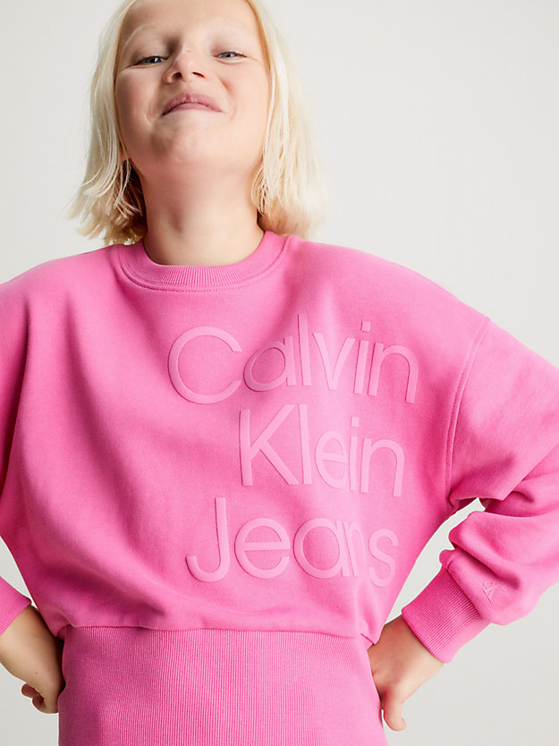 pink amour boxy logo sweatshirt for girls calvin klein jeans