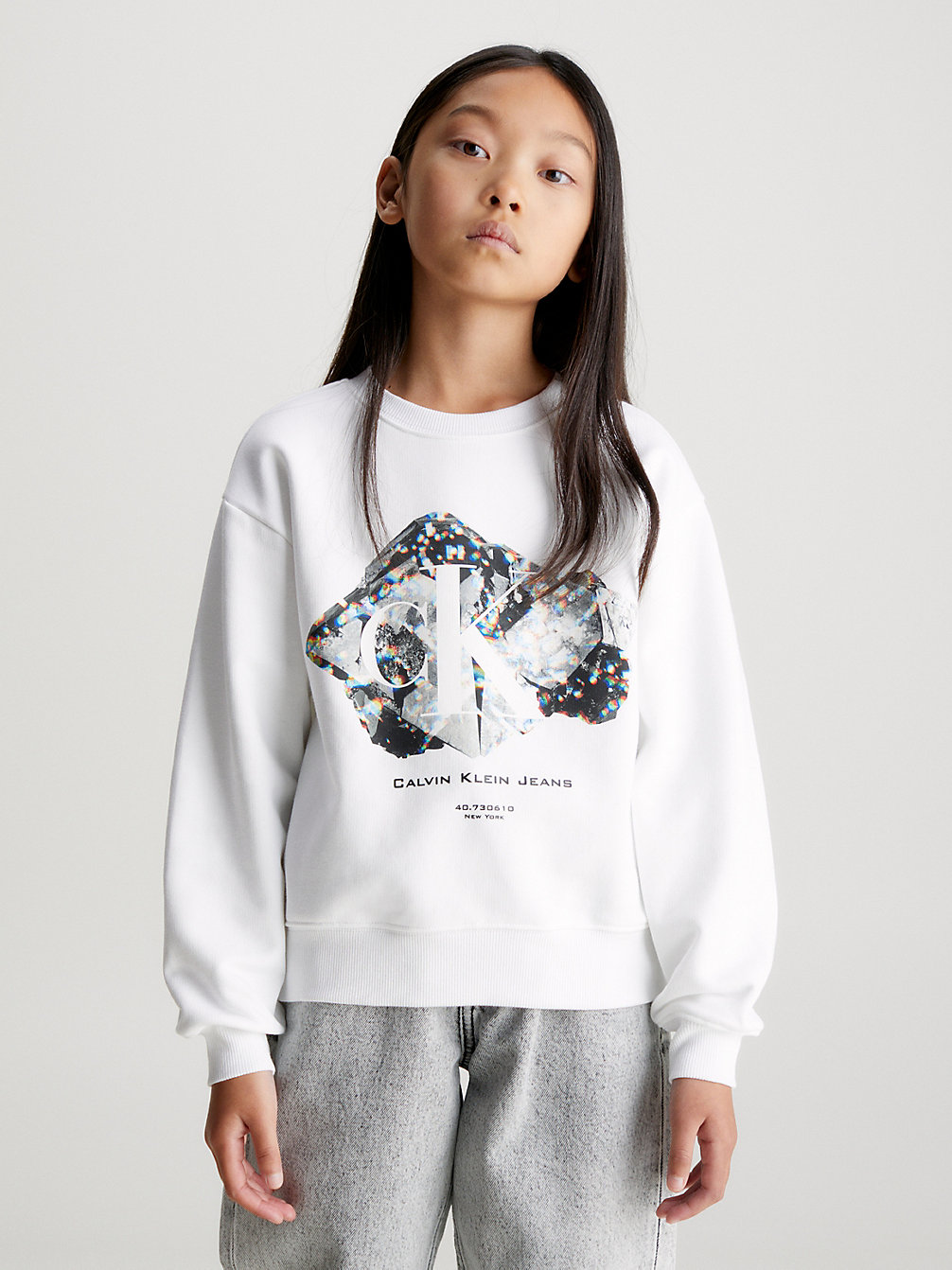 BRIGHT WHITE Lässiges Logo-Sweatshirt Mit Grafik undefined Mädchen Calvin Klein