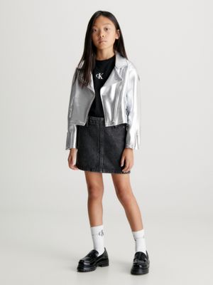 Girls grey hot sale biker jacket