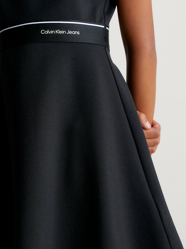 black uitlopende punto milano jurk voor meisjes - calvin klein jeans