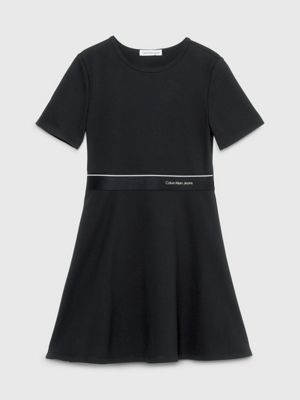 Dress Calvin Klein Jeans Logo Elastic Short Sleeve Dress Black