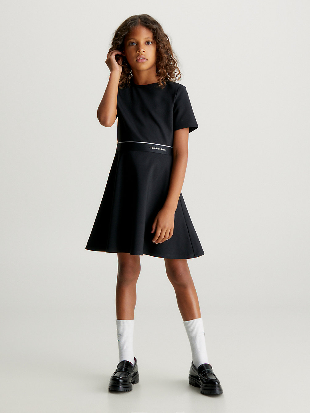 CK BLACK Ausgestelltes Kleid Aus Punto Milano undefined Mädchen Calvin Klein