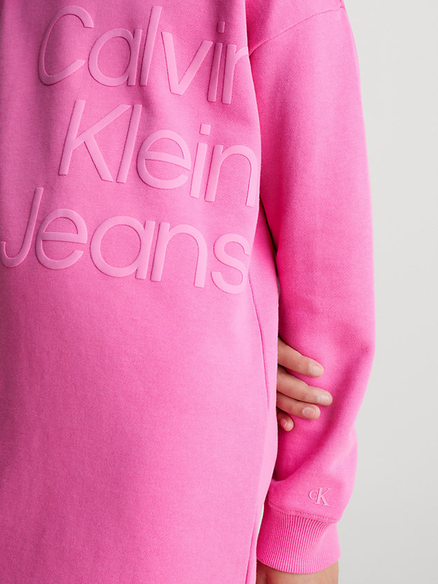 pink logo hoodie dress for girls calvin klein jeans