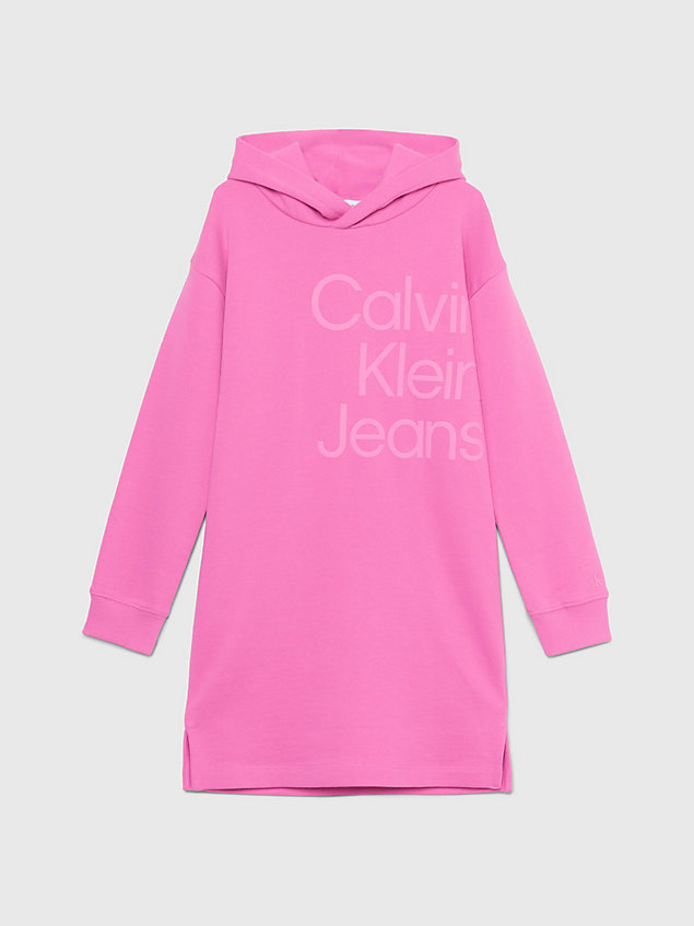 pink jurk met logo voor meisjes - calvin klein jeans