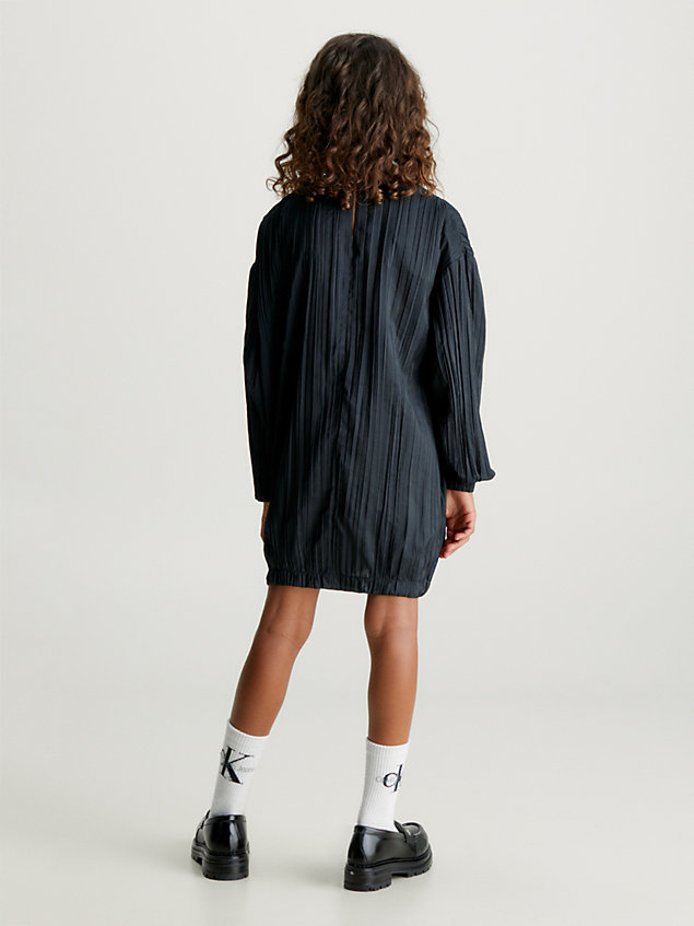 black relaxed plisse dress for girls calvin klein jeans