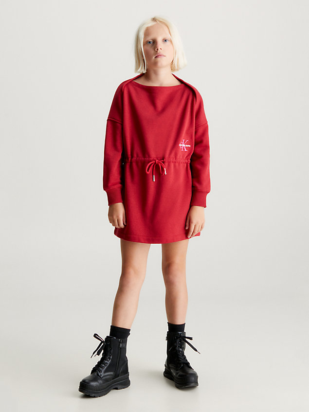red flared sweatshirt dress for girls calvin klein jeans