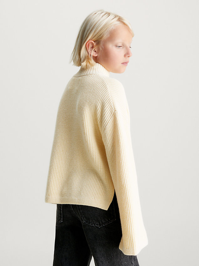 maglione con logo a strati oversize yellow da bambina calvin klein jeans