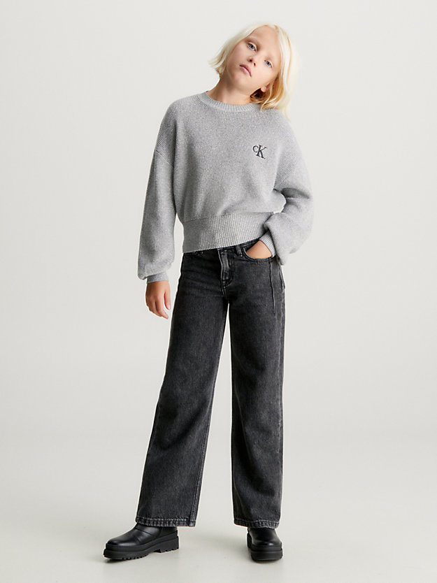 light grey heather lurex jumper for girls calvin klein jeans