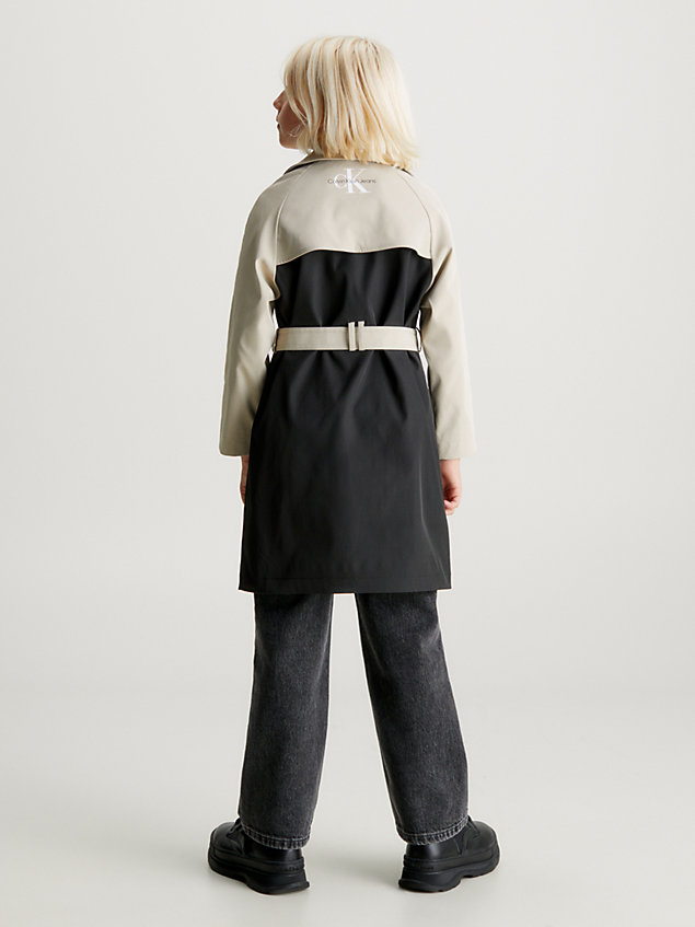 black colourblock trench coat for girls calvin klein jeans