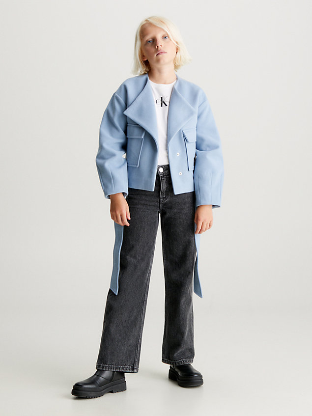 blue felt wrap jacket for girls calvin klein jeans