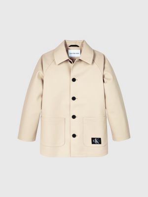 warm sand soft coated mac coat for girls calvin klein jeans