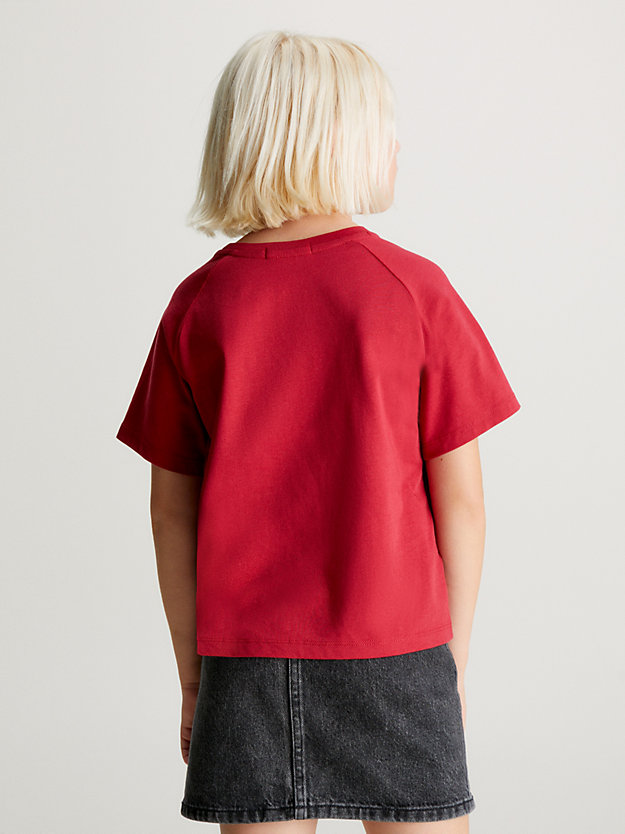 bold red boxy logo t-shirt for girls calvin klein jeans