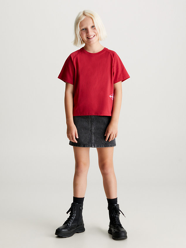 red boxy logo-t-shirt für maedchen - calvin klein jeans