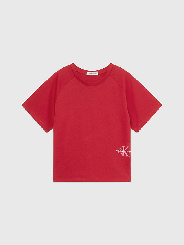 red boxy logo-t-shirt für maedchen - calvin klein jeans