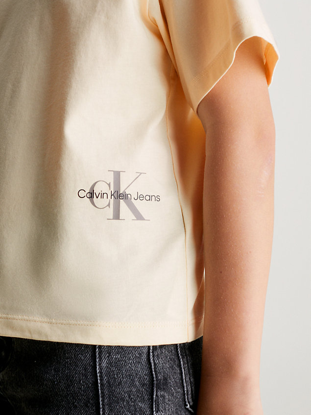 yellow hoekig t-shirt met logo voor meisjes - calvin klein jeans