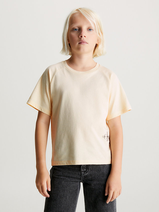 yellow hoekig t-shirt met logo voor meisjes - calvin klein jeans