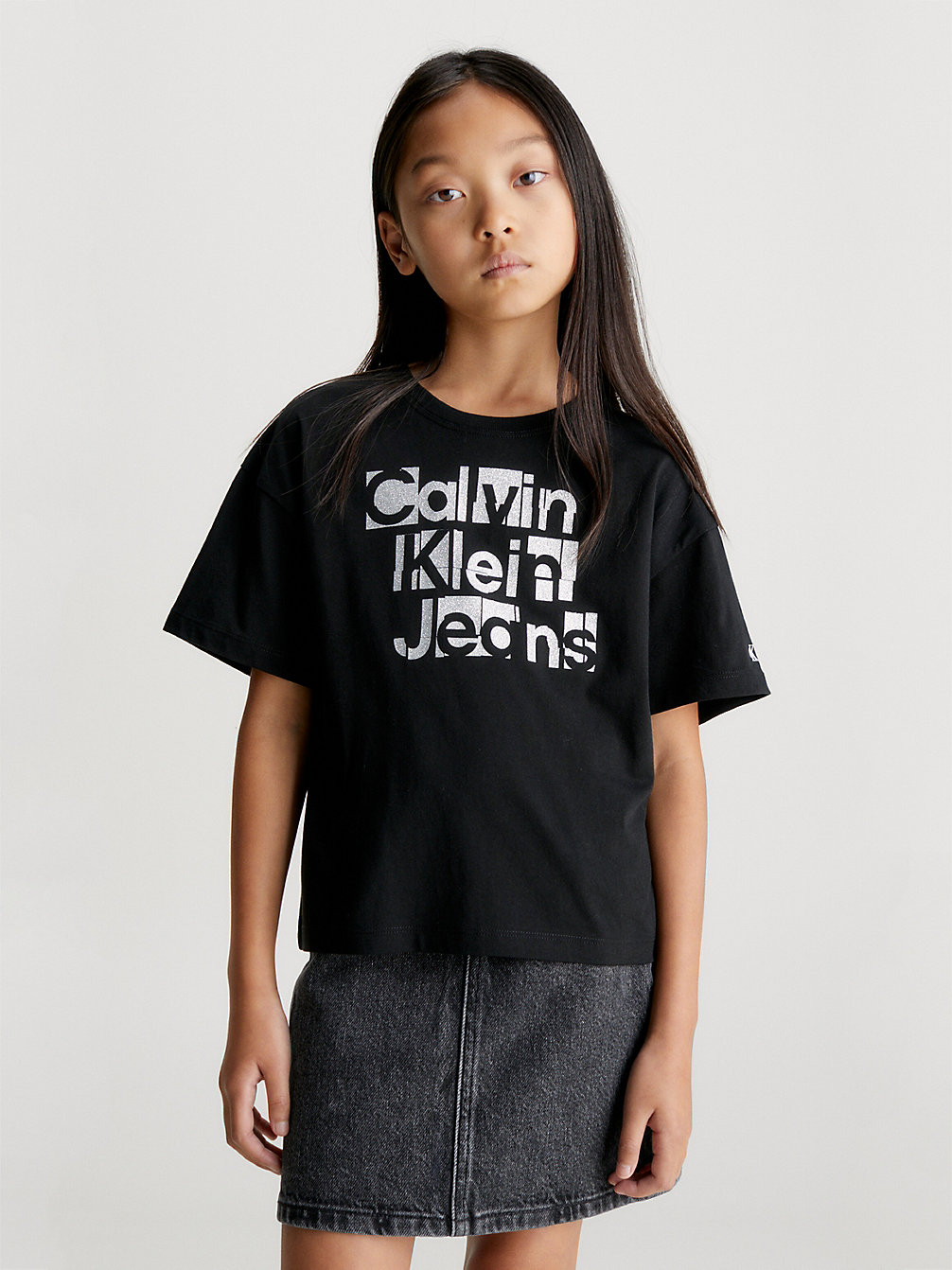 CK BLACK Boxy Logo-T-Shirt undefined Mädchen Calvin Klein