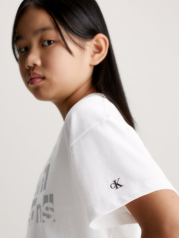 bright white boxy logo t-shirt for girls calvin klein jeans