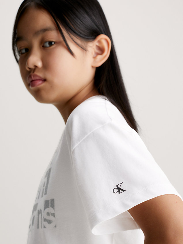 white boxy logo t-shirt for girls calvin klein jeans
