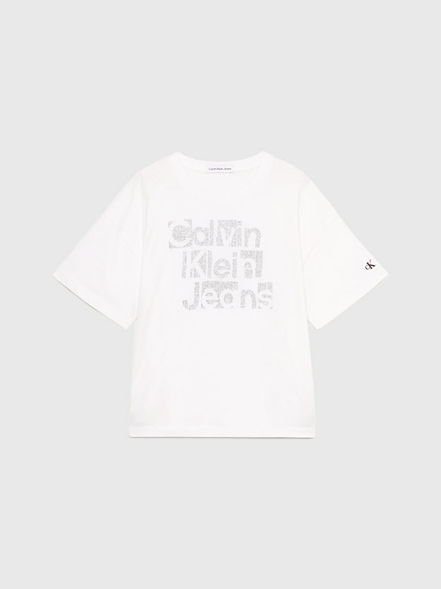 bright white boxy logo t-shirt for girls calvin klein jeans