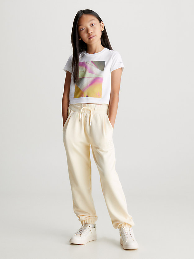 bright white cropped graphic t-shirt for girls calvin klein jeans