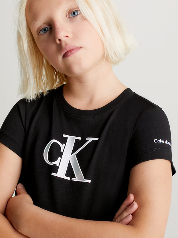 ck black slim logo t-shirt for girls calvin klein jeans