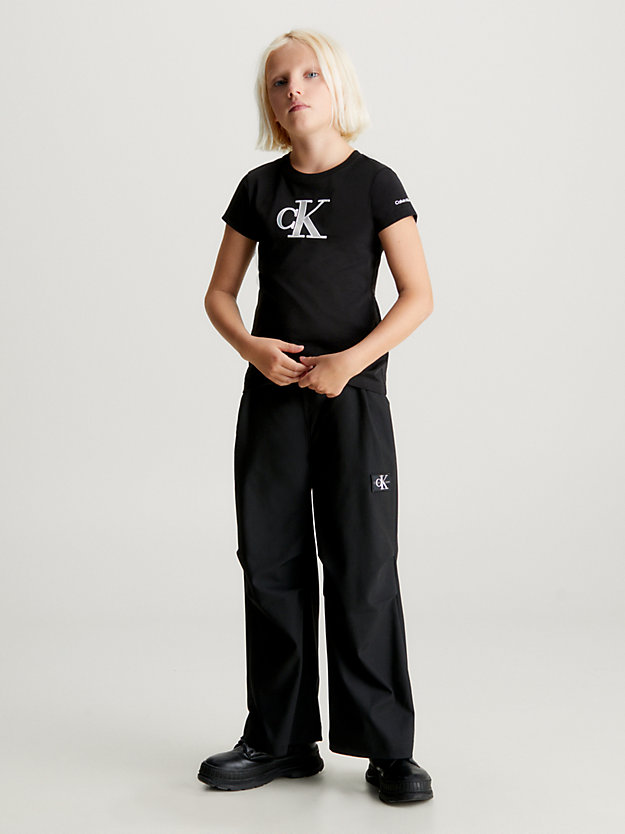 ck black slim logo t-shirt for girls calvin klein jeans