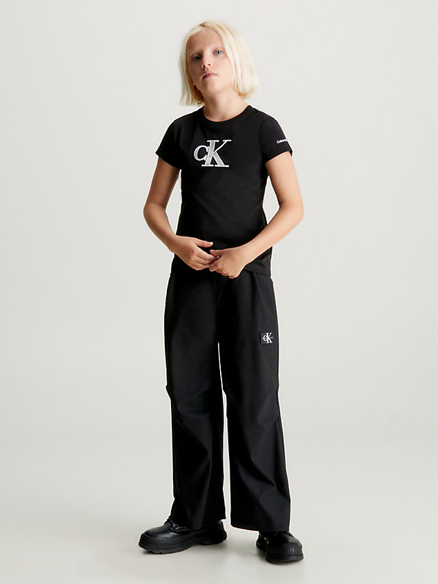 black slim t-shirt met logo voor meisjes - calvin klein jeans