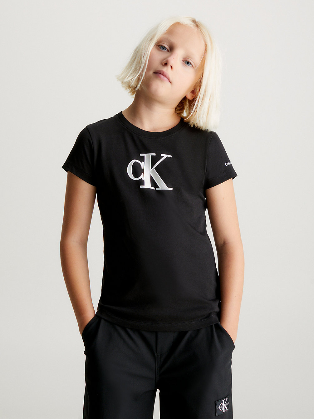 CK BLACK Schmales Logo-T-Shirt undefined Mädchen Calvin Klein