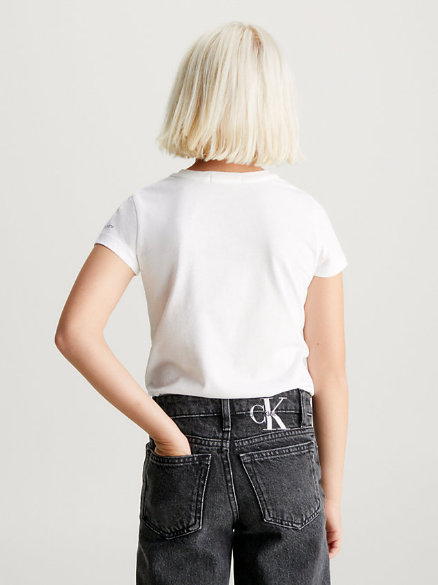 white schmales logo-t-shirt für maedchen - calvin klein jeans