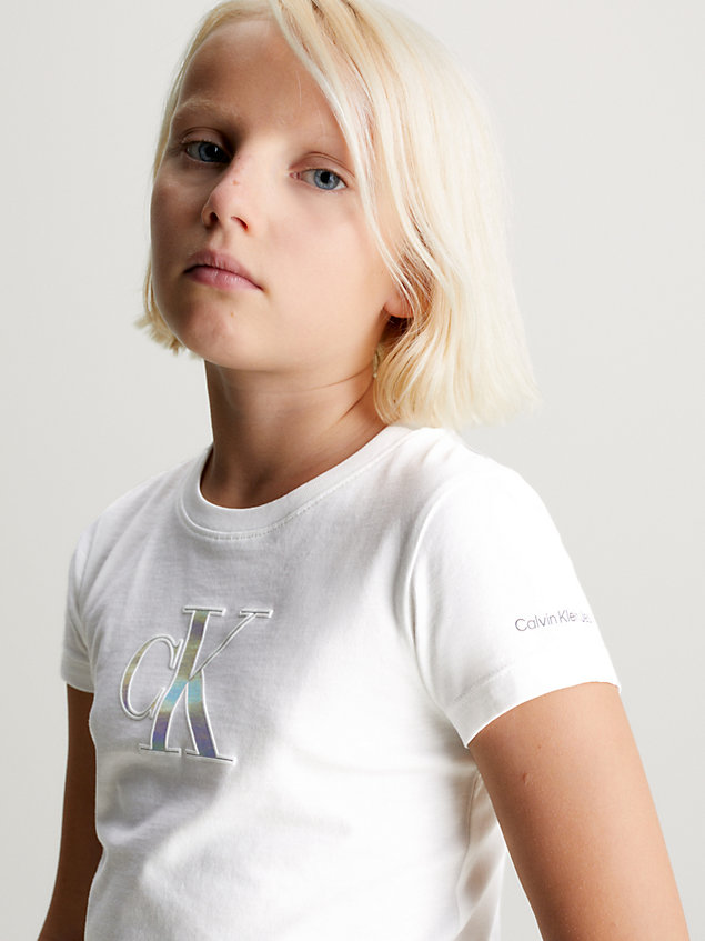 white slim logo t-shirt for girls calvin klein jeans