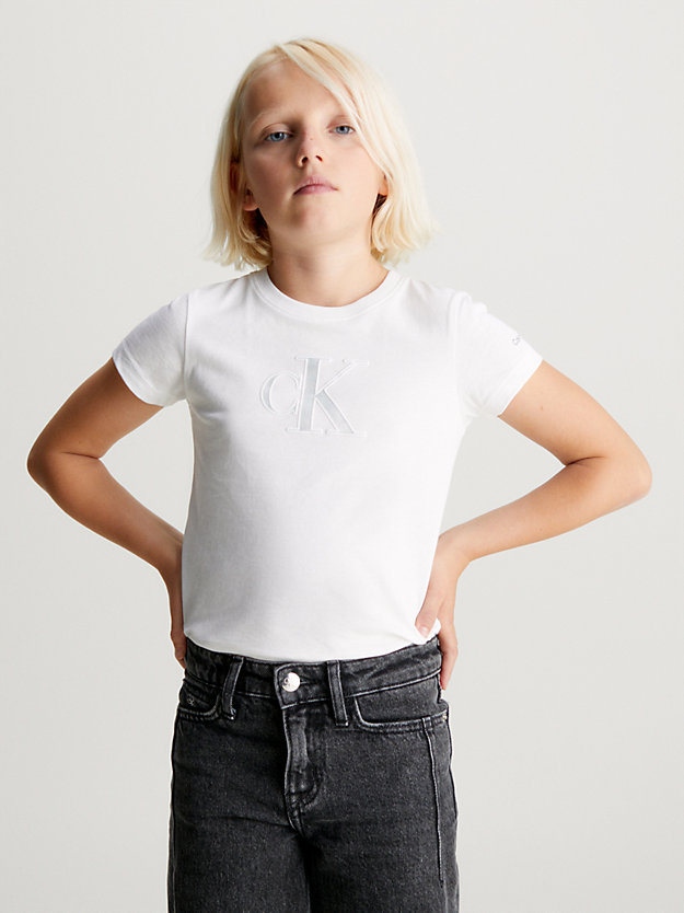bright white slim logo t-shirt for girls calvin klein jeans