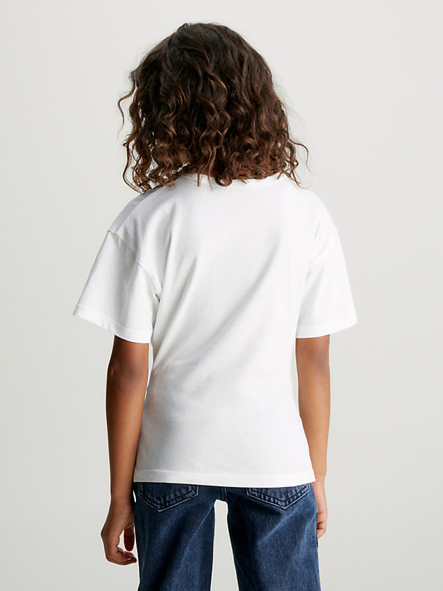 white hoekig t-shirt met zachte twist voor meisjes - calvin klein jeans