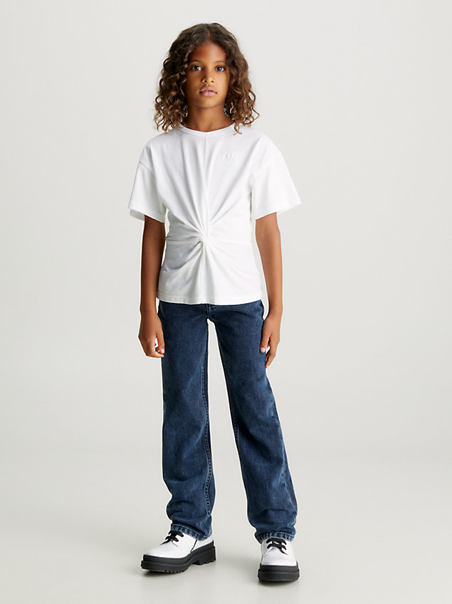 white kastiges, weiches twist-t-shirt für maedchen - calvin klein jeans
